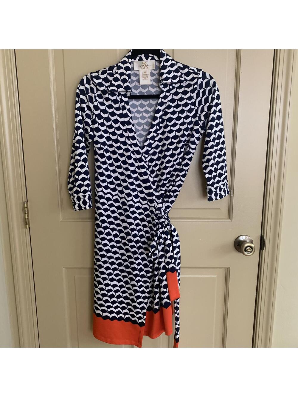 NWOT Julie Brown Size XS Wrap Dress Navy and White